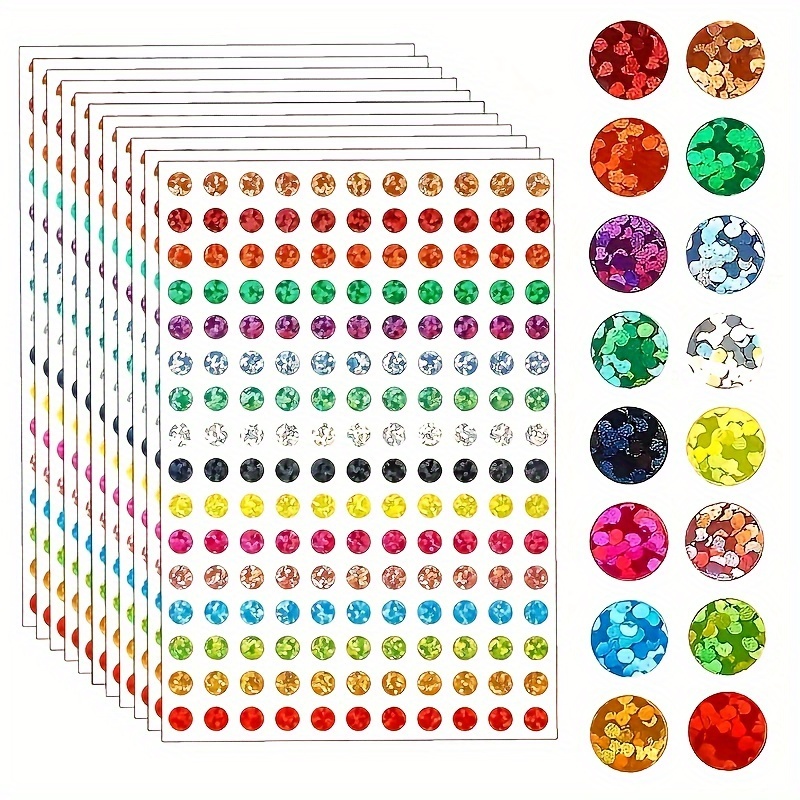 

1760pcs 1/4 Inch Dot Label Color Coding Glitter Dot Sticker, 16 Colors Coding Label Sticker For Office, Dot Stickers Labels