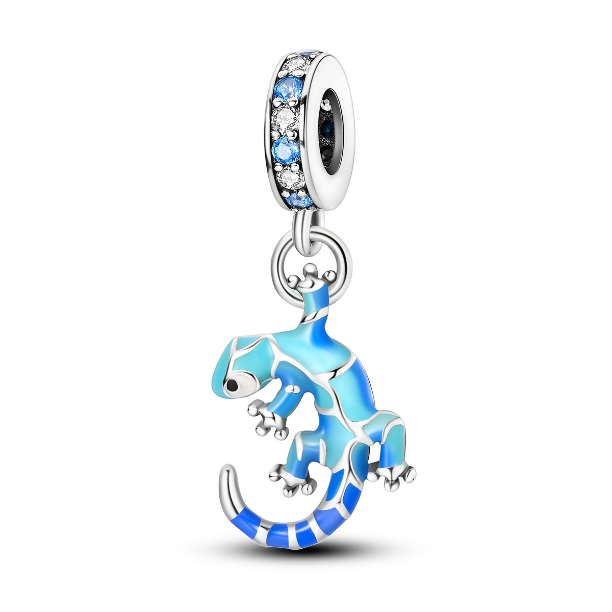 TEMU 1pc Silver Color Charms Beads For Women Shaped Pendants Gradient Shine Cubic Synthetic Zirconia Inlay Jewelry Gifts Fits Original Bracelet &