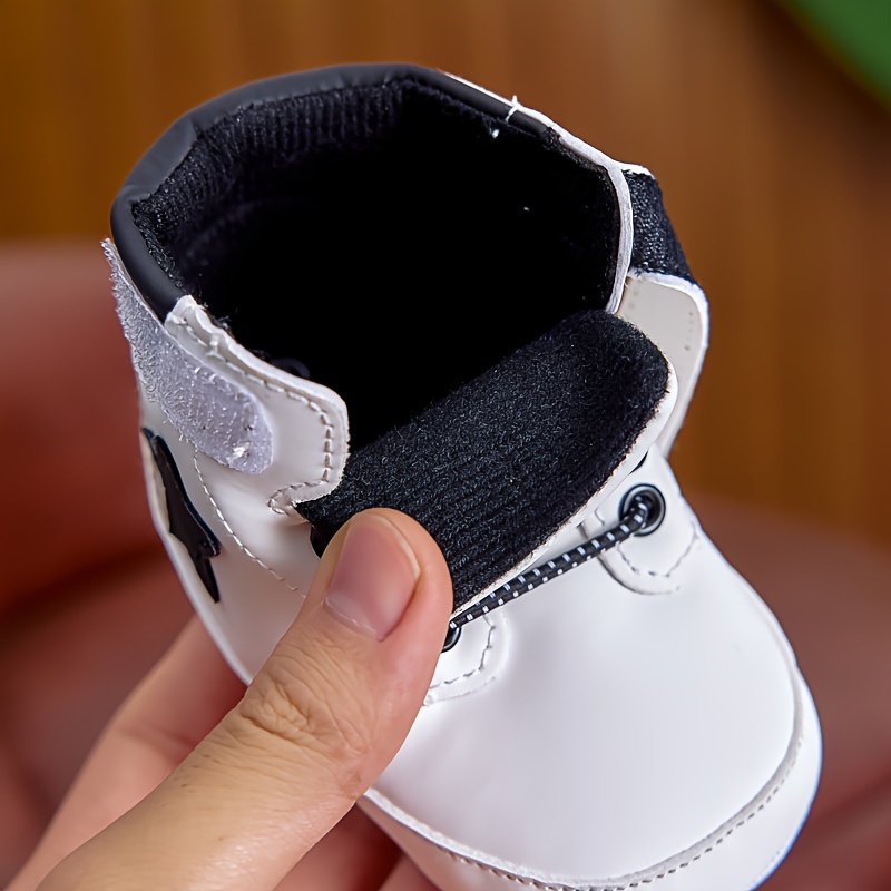 Infant Sports Sneakers, Casual Mid-Top PU Upper with Fabric Inner & Sole, Solid Color, Adjustable Closure, for Daily Wear, Spring/Fall Season, Suitable for Ages 0-1, Indoor Outdoor Sneakers | Midtop Sneakers | Pu Upper Sneakers, Baby Shoes