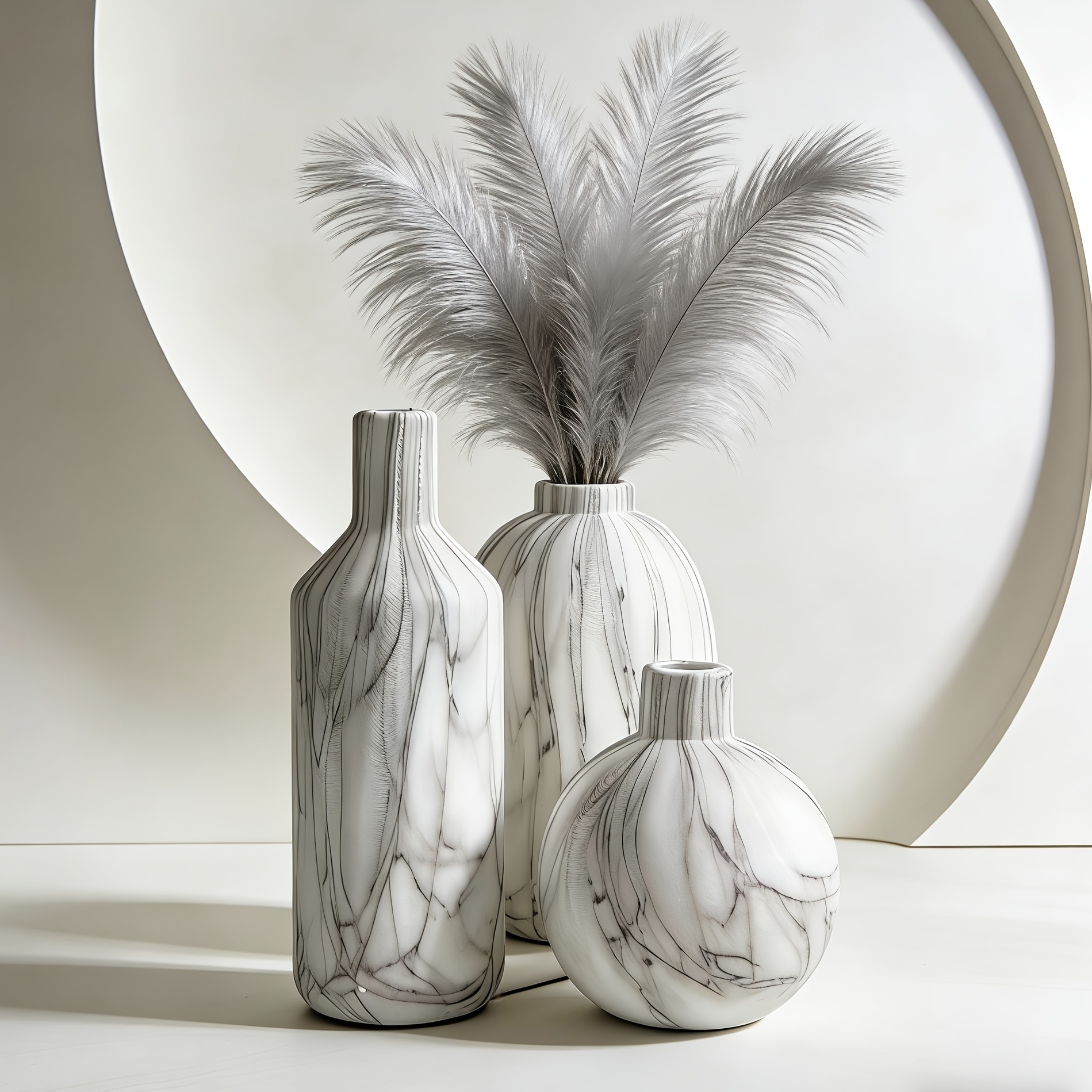 3pcs Wood Grain/Stone Texture Ceramic Vase Set Wabi-Sabi Decorative Flower Pot Ornament Japanese Rustic Style Desktop Home Resident B&B Soft Decoration Dried Flower Arrangement Floral Art All-Match Premium