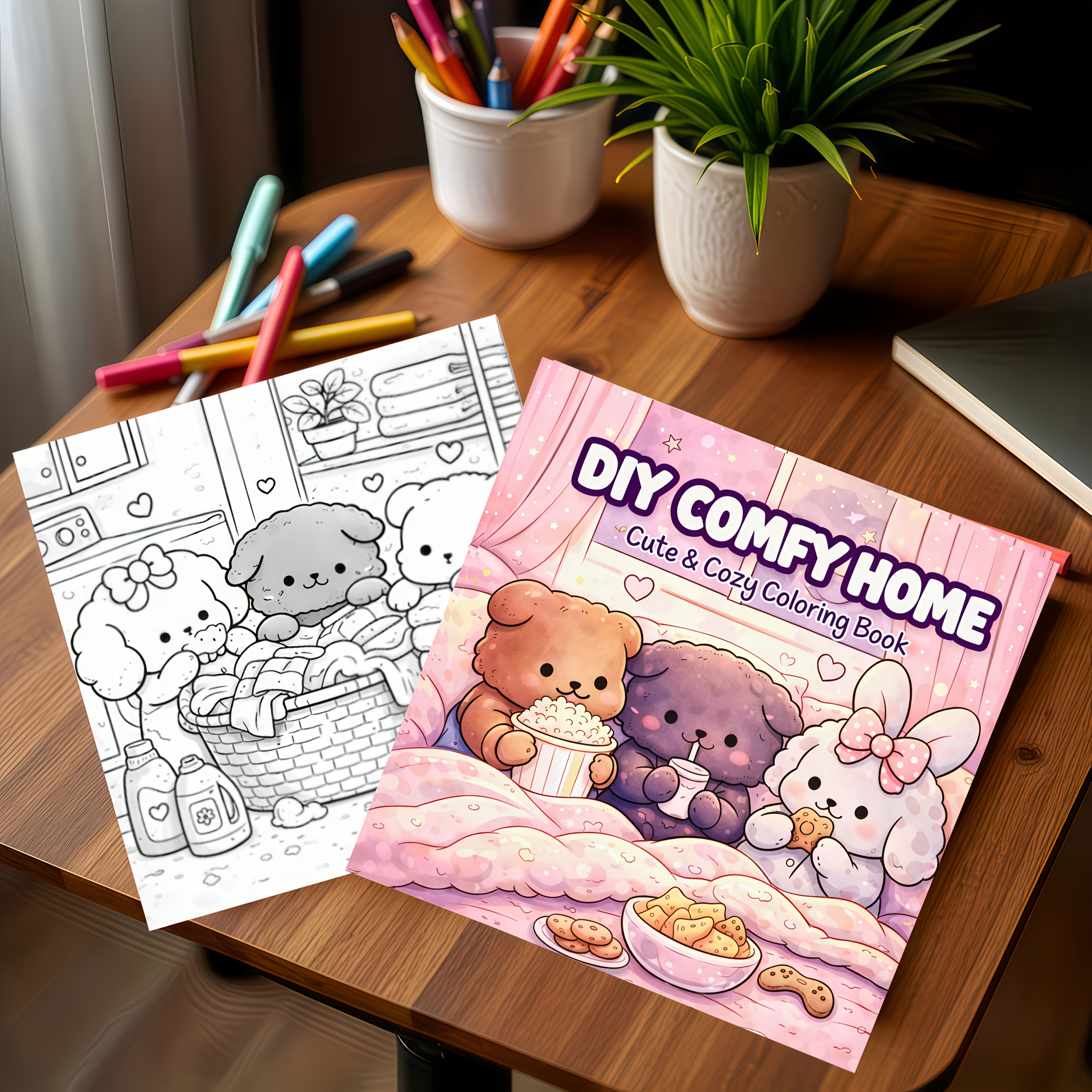 Image of A Cute Daily Coloring Book, Comfortable, Warm, Coloring Pages, Depicting Cute Little | Adult Coloring, Stress Relief, Educational Drawing Book, Parent-child Interactive