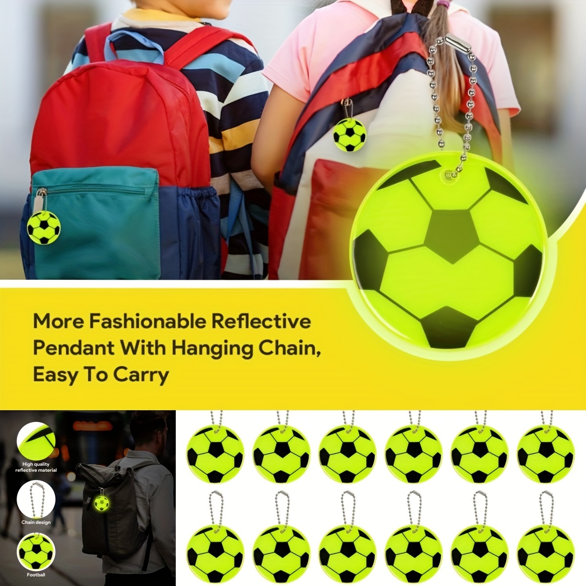 

Reflective Soccer Ball Keychains - 6/12/24pcs | Durable Iron Alloy | Perfect For Sports Fans & Gifts | Ideal For Backpacks & Keys