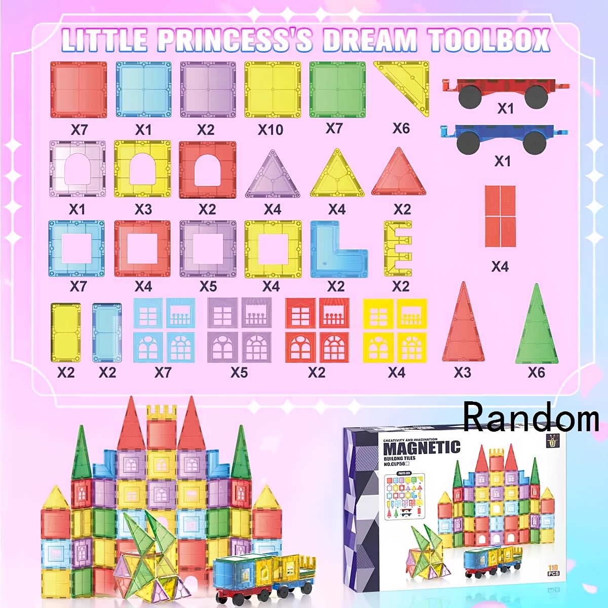 Random Color STEM Magnetic Stacking Building Tiles