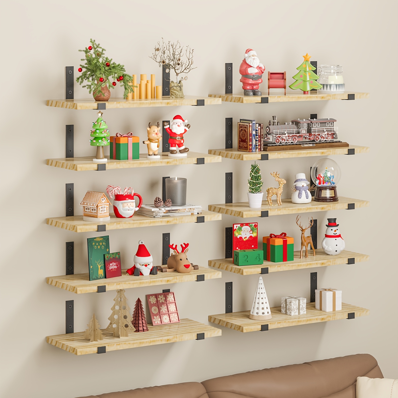 practical TOMNK 10pcs Floating Shelves for Wall, 15.8*5.9in, Wall Shelves for Bedroom, Kitchen, Bathroom Decor, Book Shelves for Living Room, Place Small Plants, Trophies, Collectibles, Books, Photos, Suitable for Home Decoration And Christmas Decoration 9 practical TOMNK 10pcs Floating Shelves for Wall, 15.8*5.9in, Wall Shelves for Bedroom, Kitchen, Bathroom Decor, Book Shelves for Living Room, Place Small Plants, Trophies, Collectibles, Books, Photos, Suitable for Home Decoration And Christmas Decoration - Image 9