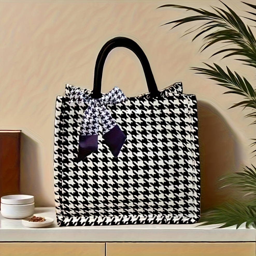 

Stylish Black & White Tote Bag - Spacious And With Magnetic Closure, Students And Everyday Use, Student Tote Bag | Vintage Pattern | Construction