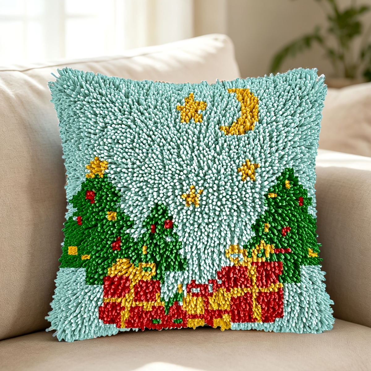 Latch Hook Kit Pillow Plant, Merry Christmas Pattern