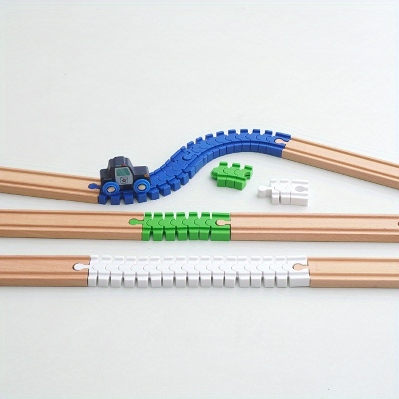 2pcs train deformable track connector   2 detachable deflecting tracks suitable for model making and craft hobby projects adjustable length durable plastic construction easy assembly compatible with most rail systems