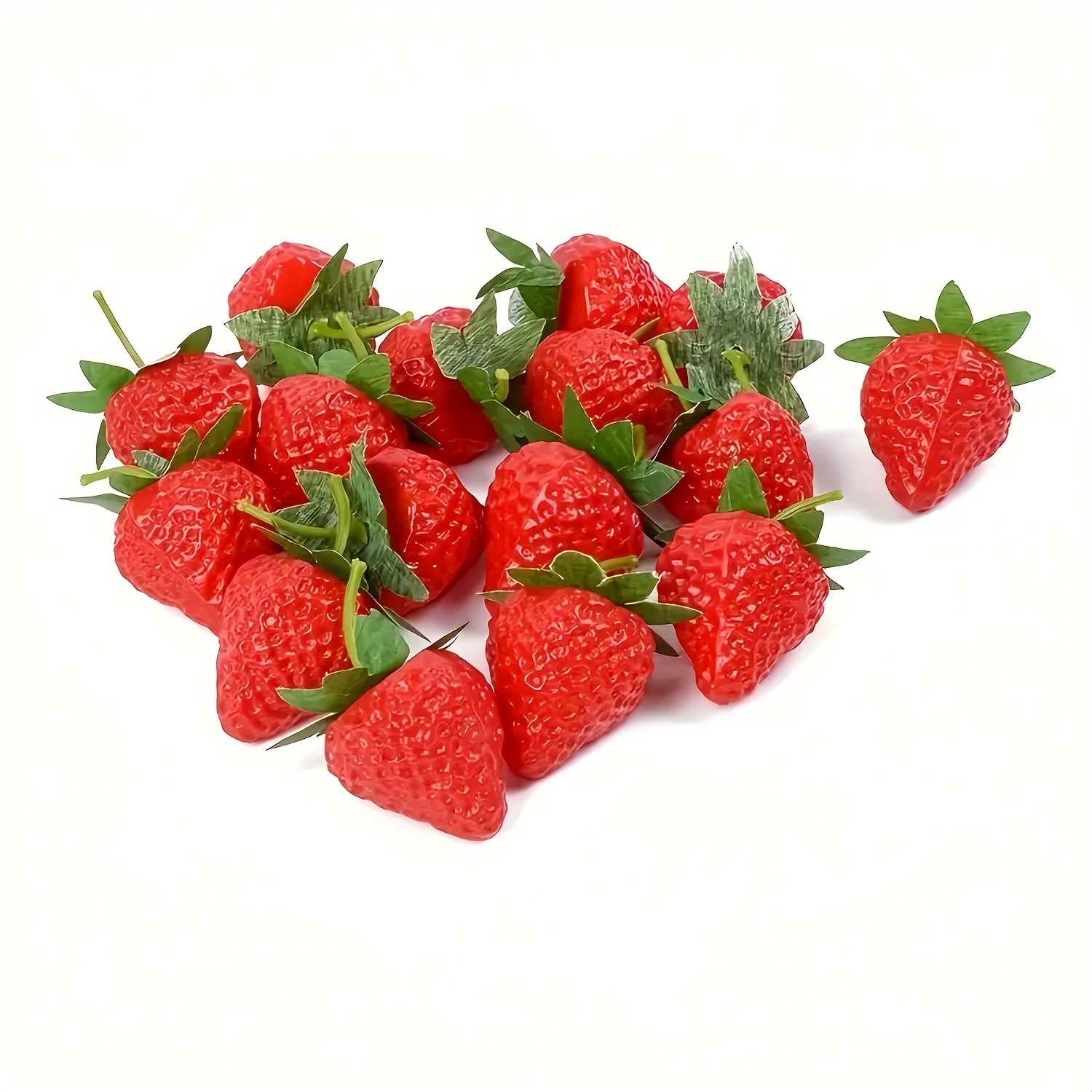 TEMU 20 Red Plastic Strawberries, Artificial Fruit, Realistic Strawberry Models - Perfectly Suitable For Home Decor, Holiday Party Decorations, Diy