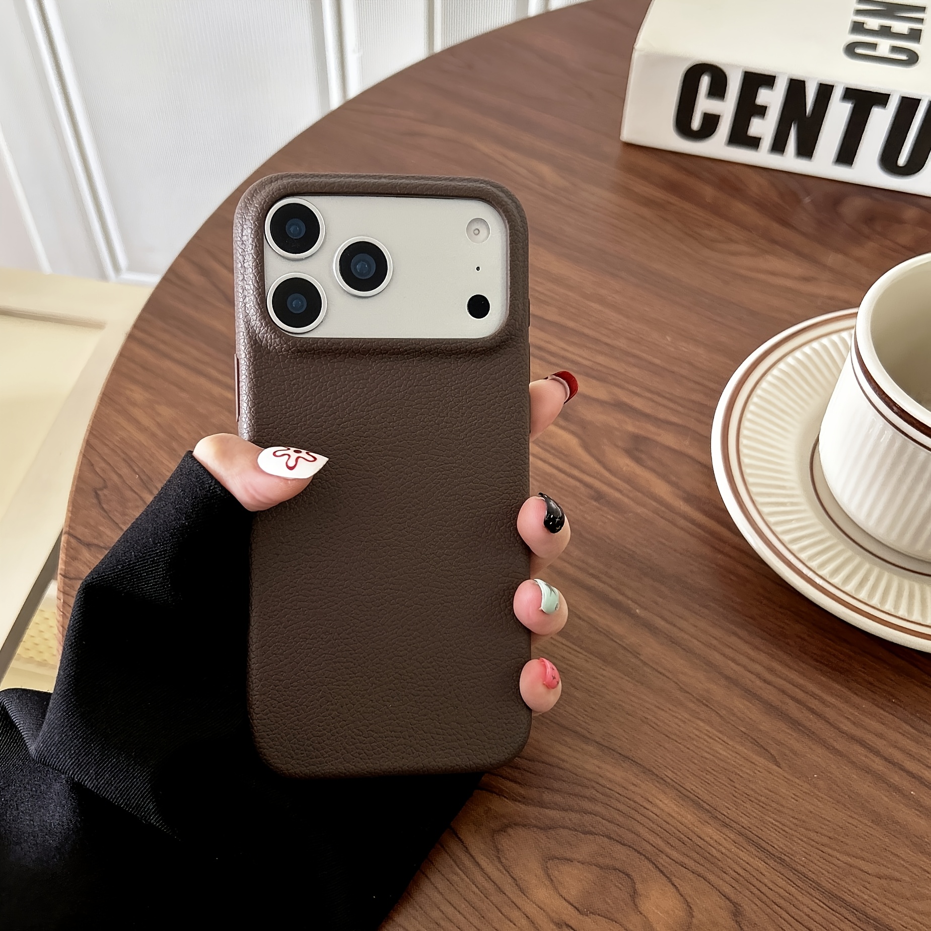 TEMU Phone Case: 1 Fashionable And Minimalist Lychee Texture Design Phone Case, Full-coverage Drop-proof Protective Cover, Suitable For Iphone