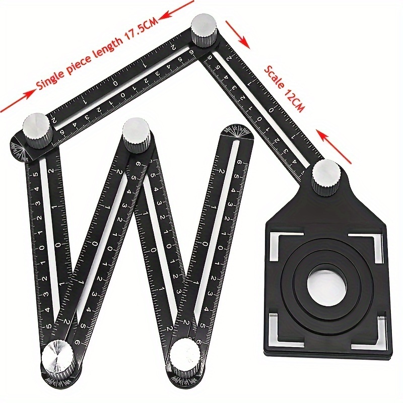 TEMU Localizador De De Agujero De Azulejo De Aleación De Aluminio -agujeros Universal Regla Plegable Apilable Multiusos Regla De Pliegues Multifuncional De Precisión