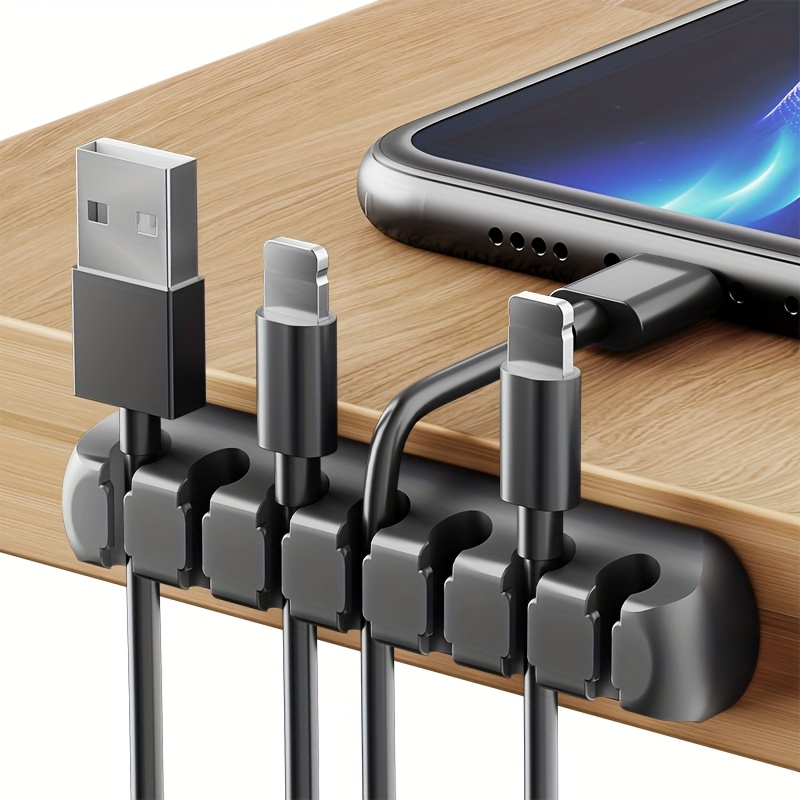 Strong Self-adhesive Silicone Cable Organizers With 7, 5, And 3 Slots For Managing Cables, Featuring Cable Holders And Storage Boxes To Keep Your Wires !