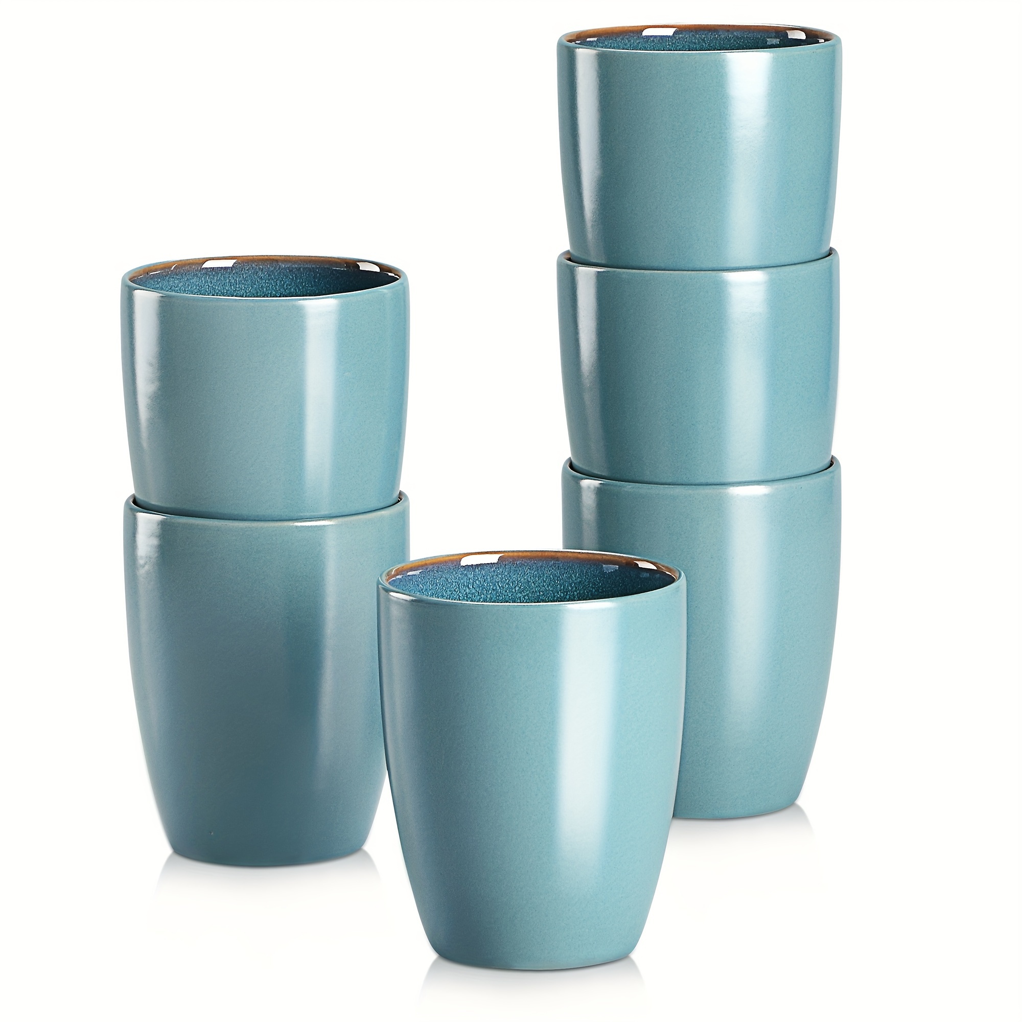 6pcs Mug Set Stoneware Reactive Glaze Coffee Cup Set Of 4 For Coffee, Cappuccino, 380ml