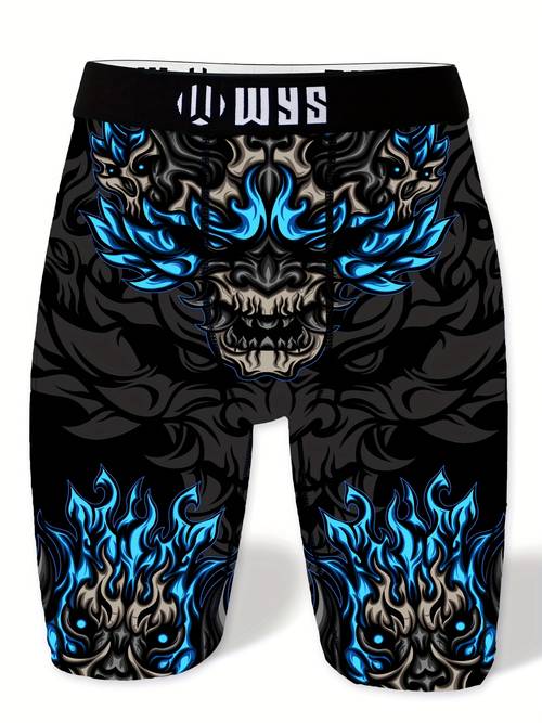 mens novelty flame print boxer briefs moisture wicking quick dry anti chafing sports underwear with doyls waistband design