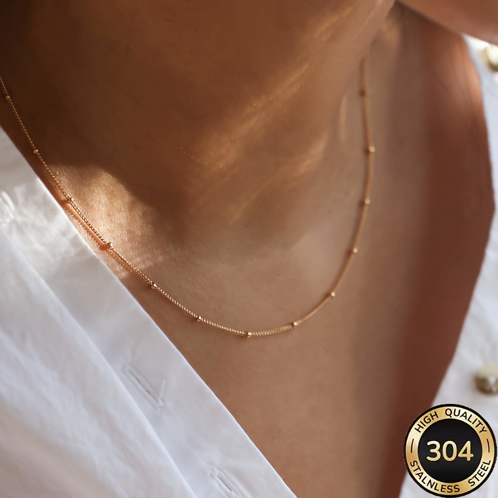 E-shop Perlenkette aus 18K vergoldetem 304 Edelstahl, geeignet für Damen, hypoallergen, farbecht, exquisiter modischer Schmuck