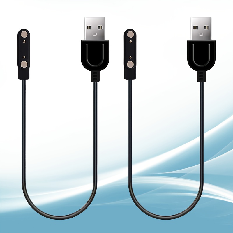 Image of 2pcs/pack 5v 1a 0.6m Usb-a For Smart Watch Charger Magnetic, Fit For Smartwatch Additions 2 Pin 7.62mm Magnetic Suction Replacement Charger For Smart Watch