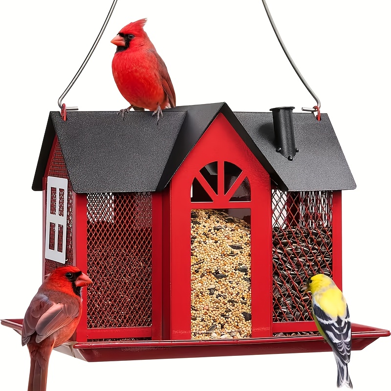 Outdoor Bird Feeder House · Designed with A Large Capacity And Equipped with Triple Feeding Ports · It Is Weatherproof, Durable And Easy to Refill - And Suitable for Outdoor Spaces, Gardens, Porches, Balconies And Country Houses