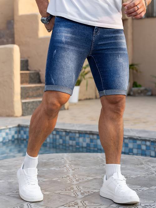 mens ripped distressed washed denim shorts
