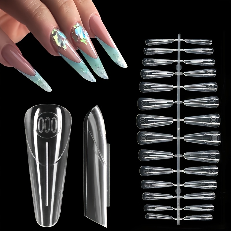New 28pcs Set Of New Arched Almond Transparent Nail Tools, With Built-in , Suitable For Double , Gradient Color French Style, 7 Sizes For At Will, Easy For Beginners To Use