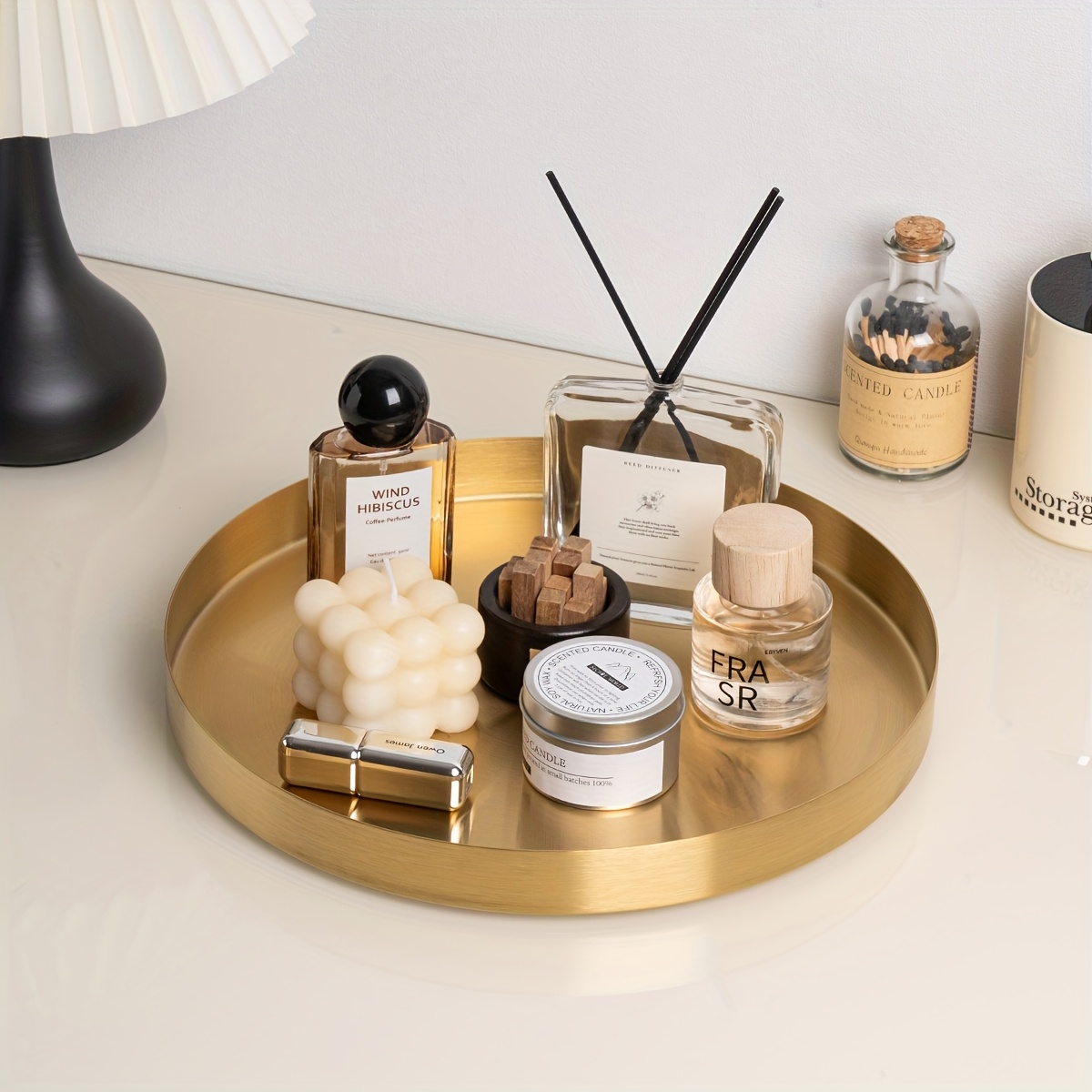 green emerald velvet dress Acrylic Vanity Tray with Gold Handles