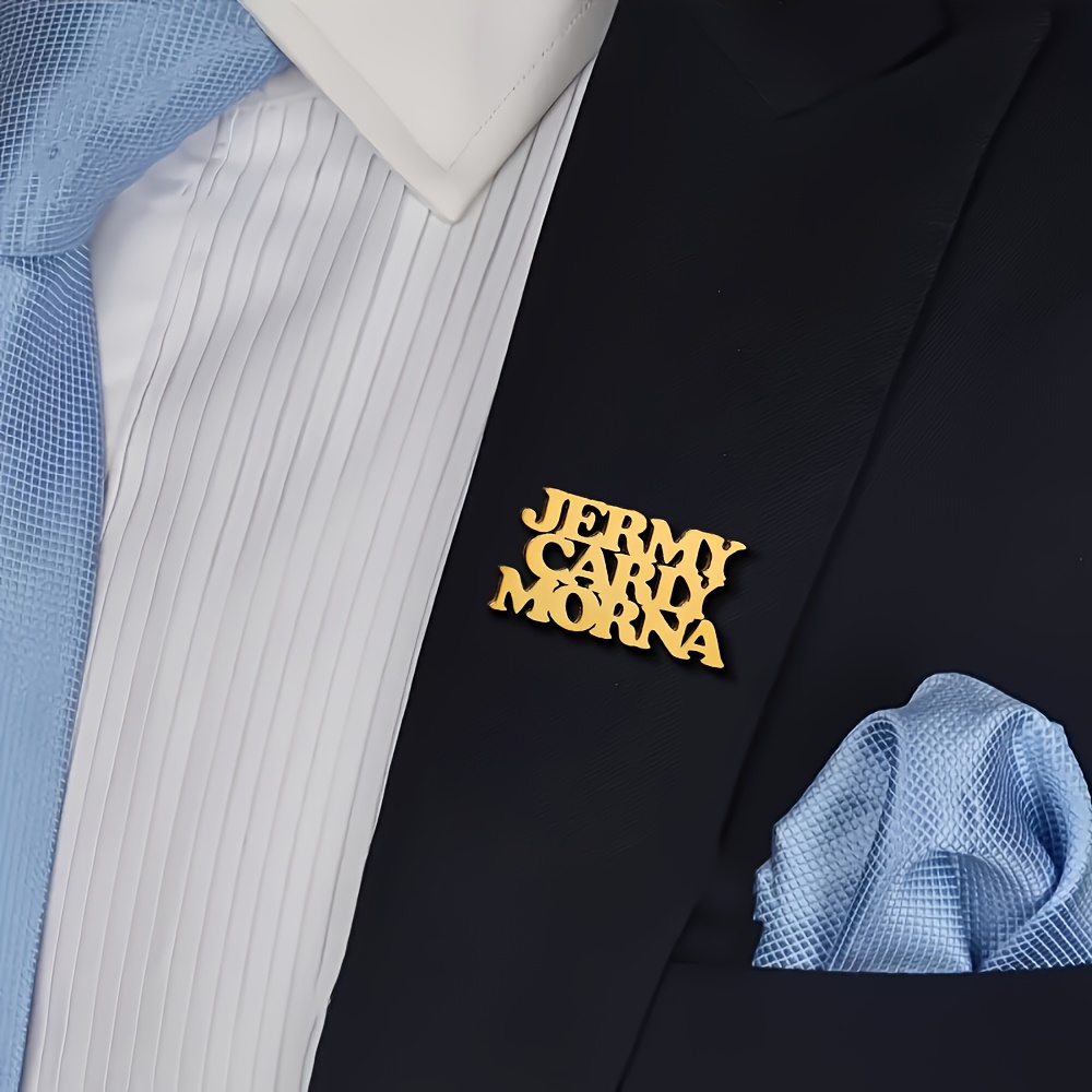 TEMU Pin de con letra dorada de acero inoxidable personalizado, Pin de de 1 a 3 , Pin de de triple capa, Regalo de joyería personalizado, Regalo de