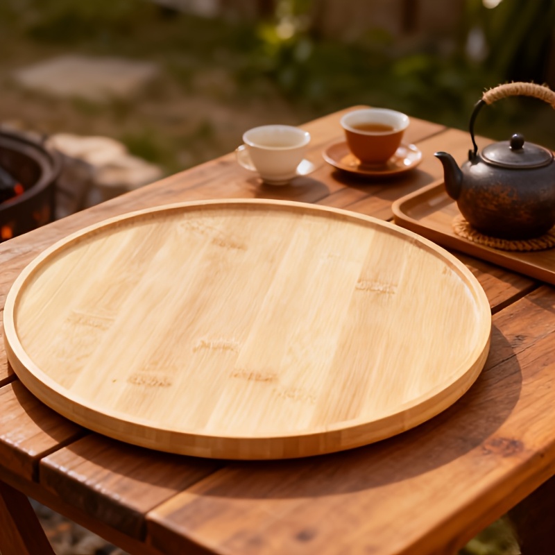 TEMU 10-inch Bamboo Tray Storage Box | Ideal For Displaying Mugs, Essential Oils, Jewelry, Bathroom Organization, Candle Holders, And Outdoor Storage