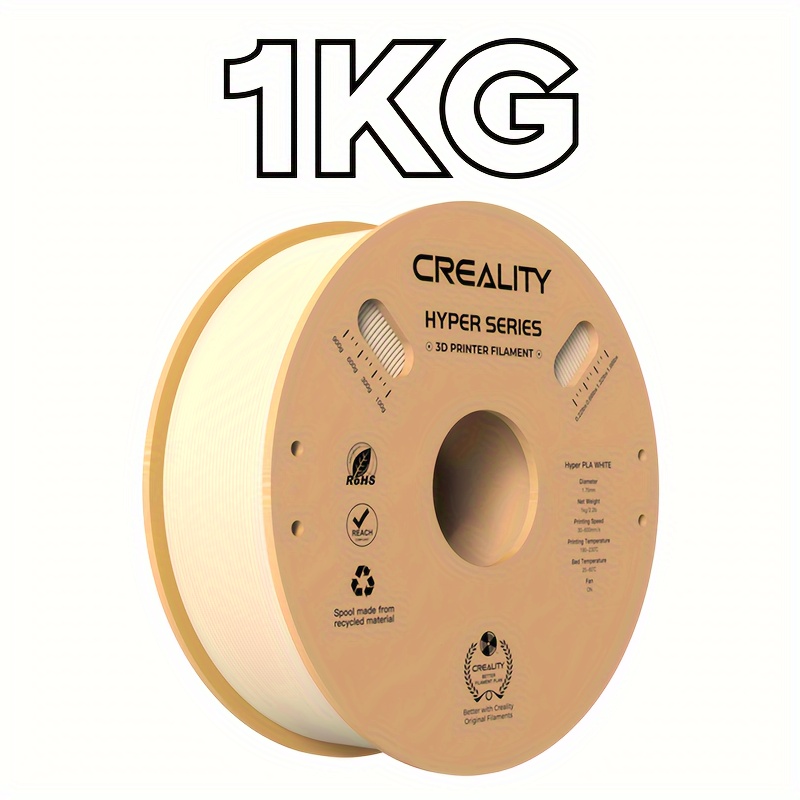 Official Creality PLA Filament 1.75mm, Hyper PLA High Speed 30-600mm/s 3D  Printer Filament PLA, 1KG(2.2lbs) Spool White PLA, Dimensional Accuracy  +/-0.02mm, Fit Most FDM 3D Printer, Welcome to consult 