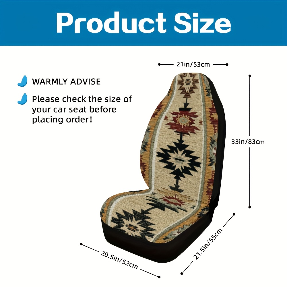 TEMU 2 pièces, Housses de siège décoratives à thème ethnique géométrique, Tissu et confortable, Adaptées aux voitures, SUV et camions, Améliore avec
