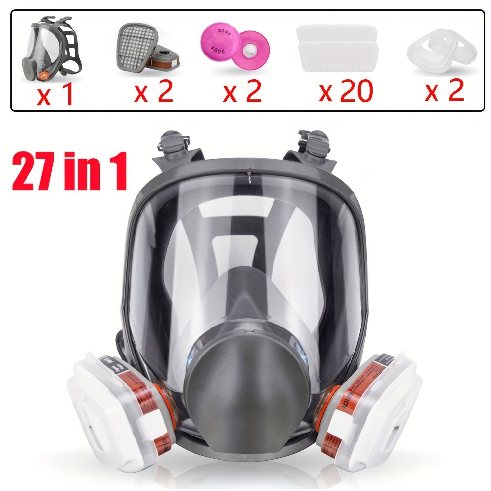 TEMU 6800 Full Face Large Size Respirator, Reusable Full Face Respirator Used In Organic Gas, Paint Sprayer, Chemical, Woodworking, Dust Protector,