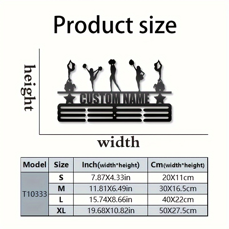 TEMU Custom Cheerleading Medal Stand - Wall-mounted Metal Display For Sports Awards, Ribbons & Medals - Decor For Athletes