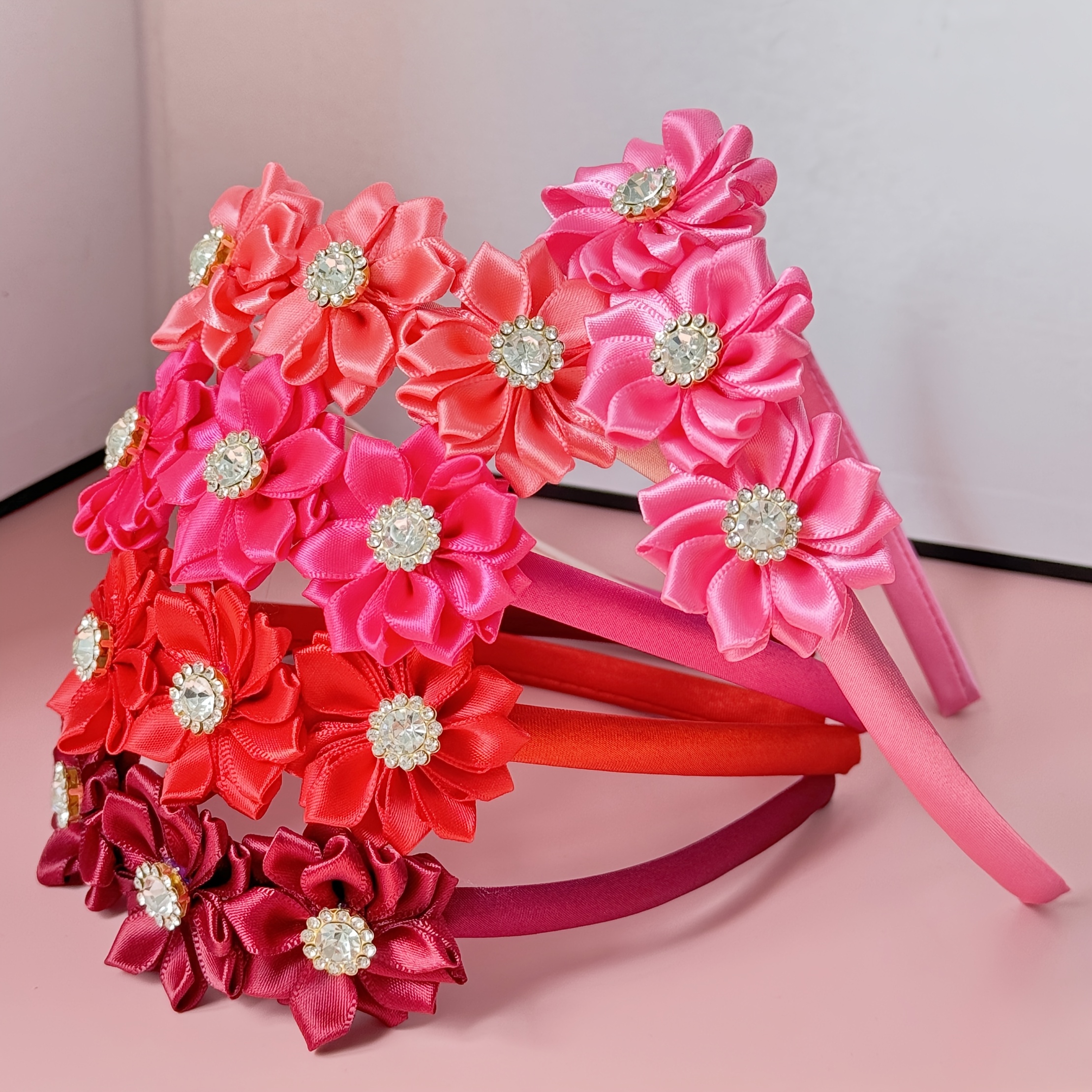 Tieks Mauve Satin Flower Headband FLEUR - Violet Silk with silk camelia main image 2