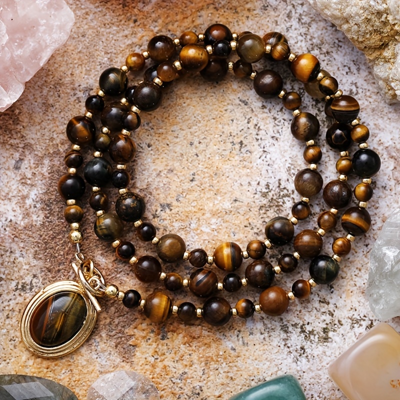 Women's Exquisite Tiger's Eye Pendant Necklace, Bohemian Chic