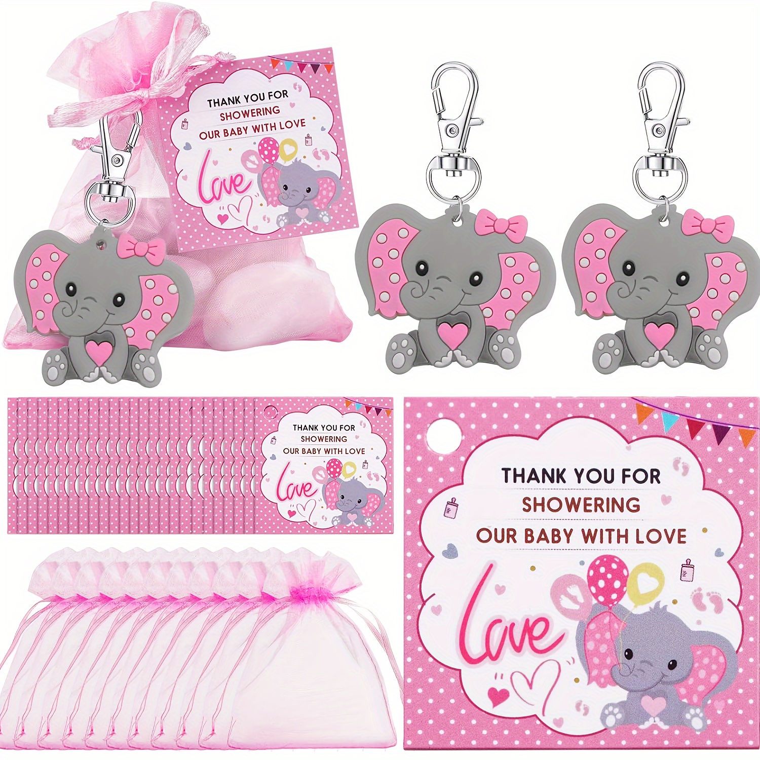 

Favor Set: 15pcs Including Keychains, Organza Bags, And Thank You Tags - Weddings, Bridal Showers, Birthdays, , And More!