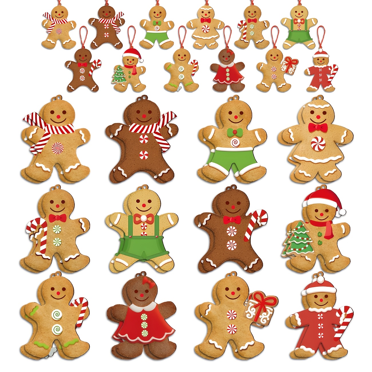 TEMU 24pcs Gingerbread Christmas Decorations Christmas Gingerbread Decor Ornaments Tree Hanging Decorations And Favor Supplies For Home Party