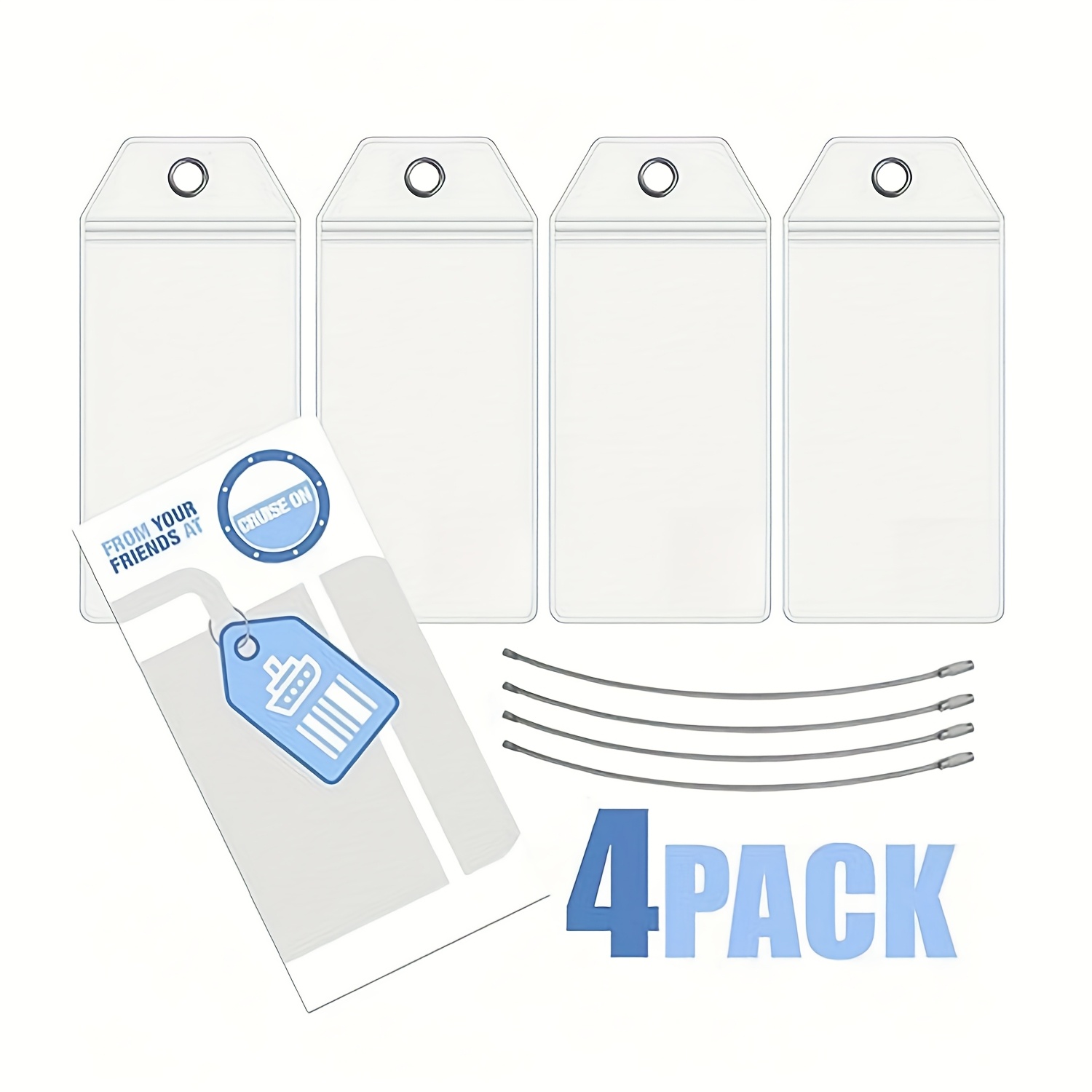 TEMU 4 Pack Cruise Luggage Tag Holders - Color-coded For Cruise Lines (carnival, Princess, Msc) - Color-coded White Plastic Id Tags With Labeled