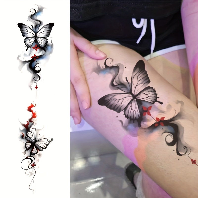 1pc Water-washable Temporary Tattoo Sticker With Pvc Colorful Line Design,  Minimalist Style, Suitable For Hand