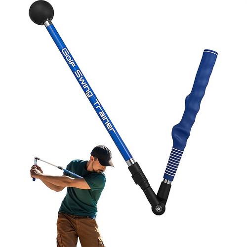 right handed golf swing trainer aid telescopic warm up stick with molded grip portable posture tempo practice equipment