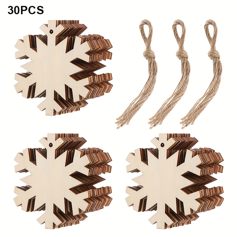 TEMU 20/30pcs Snowflake-shaped Wooden Ornaments, Suitable For Christmas, Autumn, Winter, Parties, New Year Home Decor, Winter Themed Activities