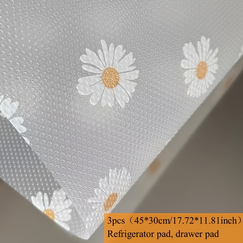 E-shop 3er-Set Premium Anti-Rutsch Kühlschrankausklebungen, Waschbare Schubladematte, Kreatives Chrysanthemen-Design, Küchenschubladen- und