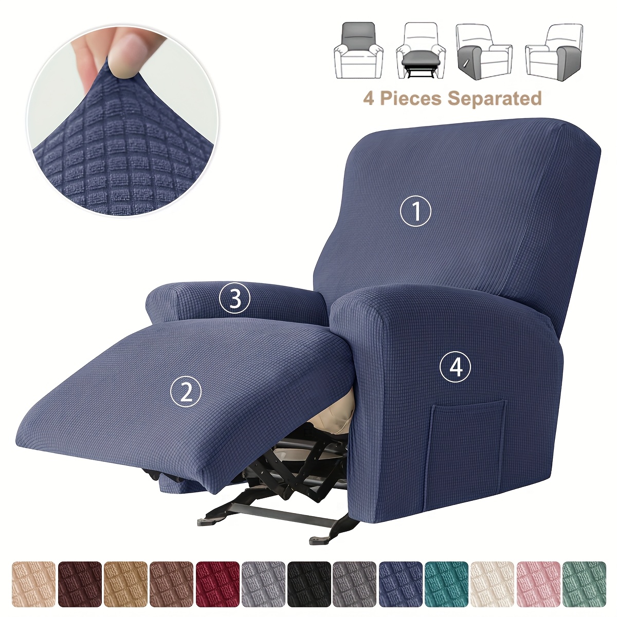 Copribracciolo Per Poltrona Reclinabile - Trapuntato Antiscivolo, Lavabile (55x200 Cm) - Foto 4