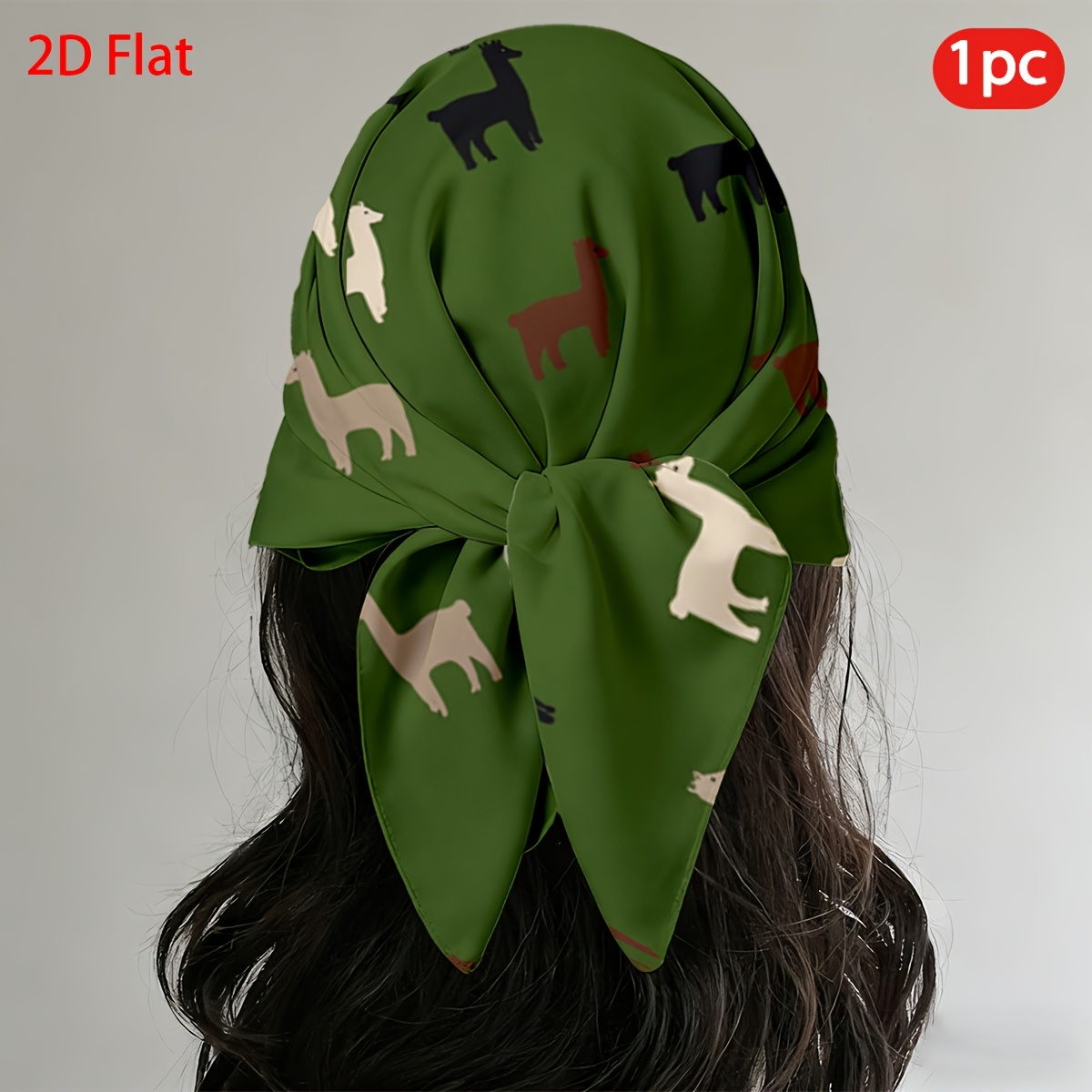 TEMU 2d Flat, 1pc, Women's Scarf, Alpaca, Patterned Decorative Square Scarf, Suitable For Hiking, Cycling, Outdoor Activities, Easy To Style, Easter,
