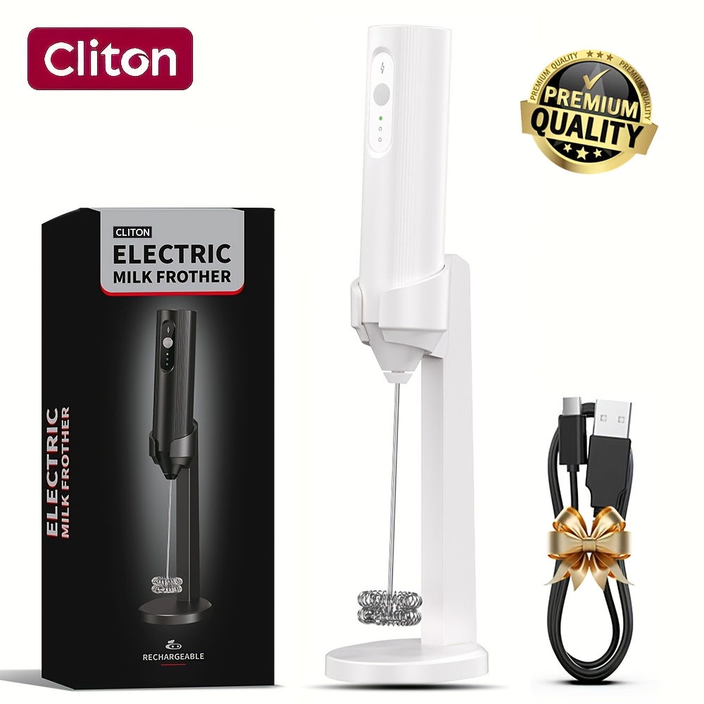 TEMU Rechargeable Electric Milk Frother, Handheld Foam Maker & Charging Cable, Coffee, Latte, Cappuccino, Hot Chocolate, Ideal Christmas Gift For ,
