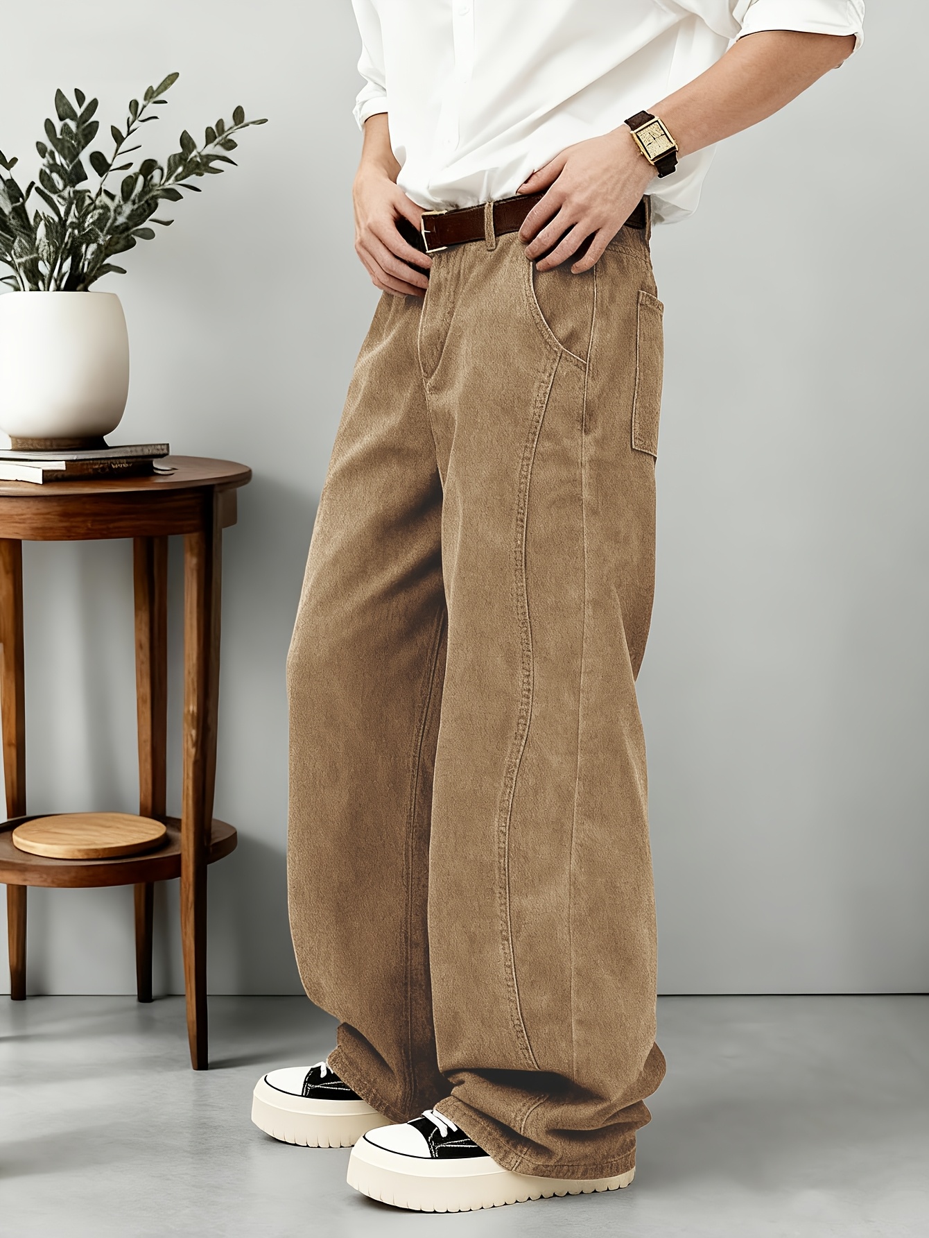 mens vintage wide leg denim pants baggy loose fit elephant - Temu
