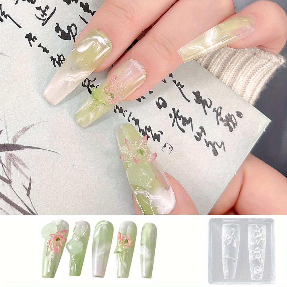 

3d For Lotus Flower Nail Art Silicone Mold - , Diy Manicure & Pedicure Decorations