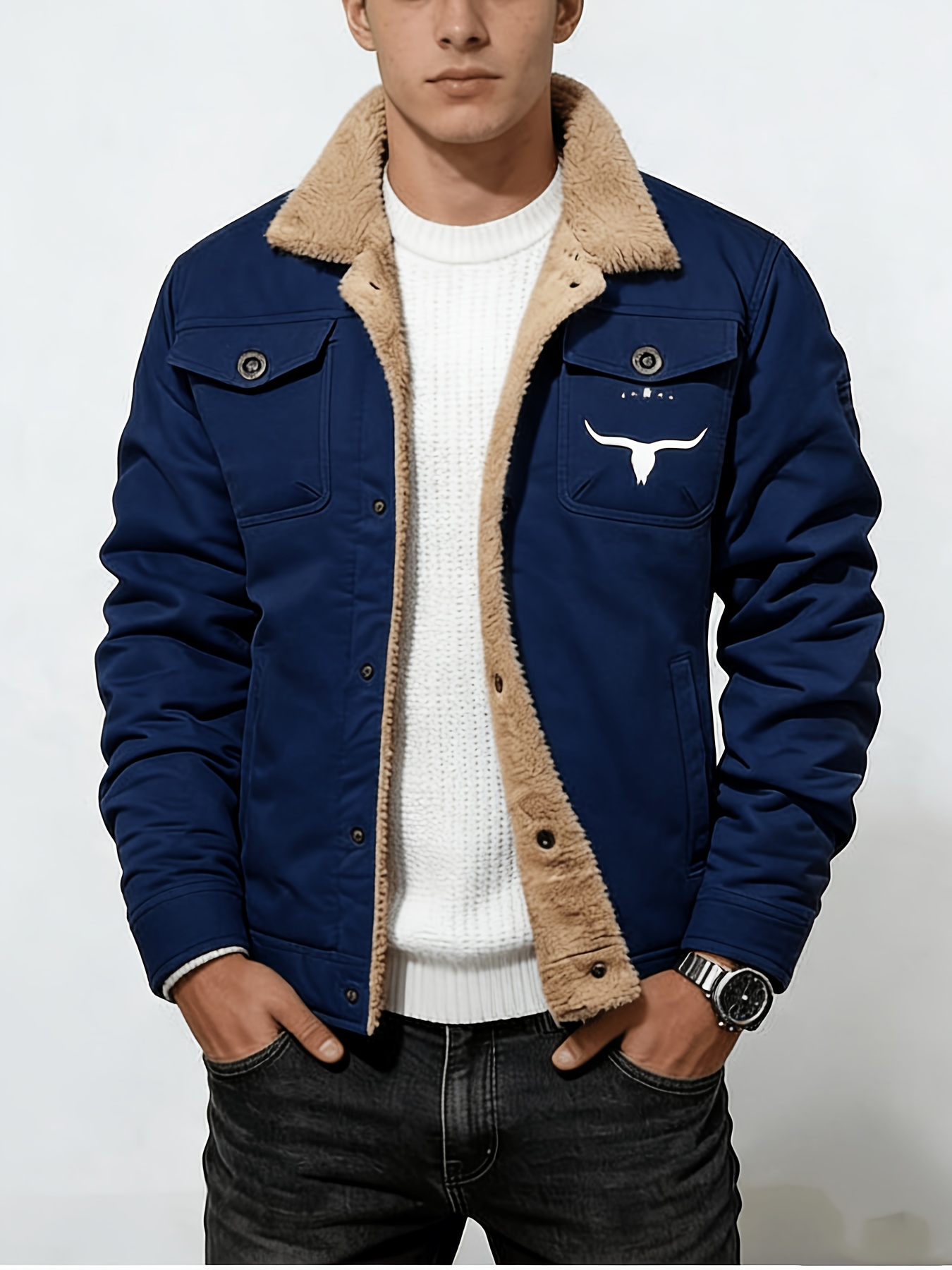 2026   mens outdoor casual autumn winter thickened warm workwear style jacket simple outfit comfortable lined mens jacket for autumn winter