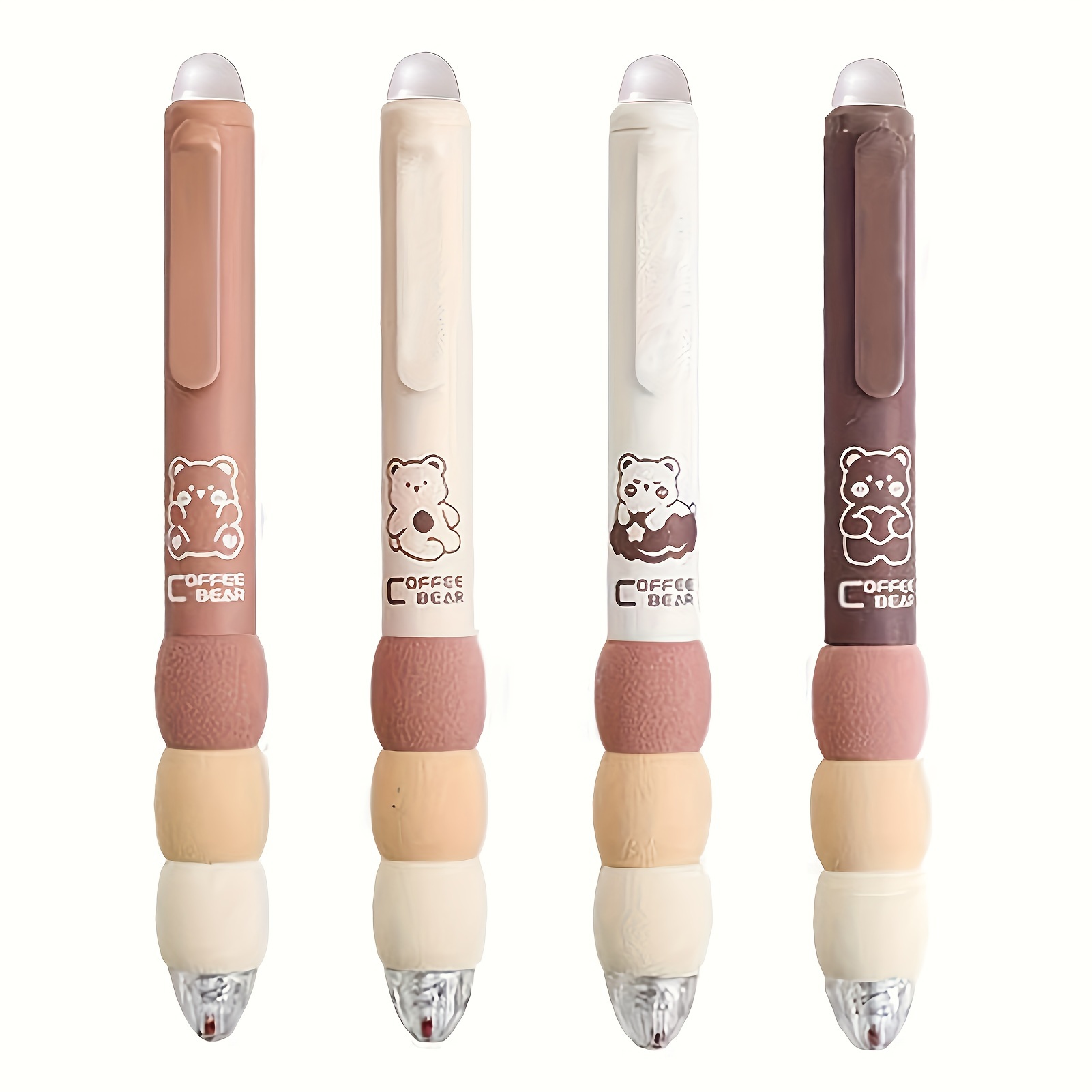 

Lot de 4 Stylos Gel Effaçables à Motif , Pointe Fine de 0.5mm, & Bleue - Papeterie Kawaii pour l'École & , Plastique , Pas de Plume - Collection Café