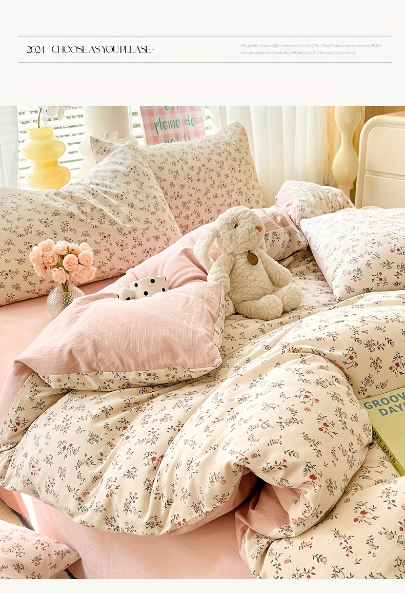 floral print bedding set lightweight friendly Temu United Arab