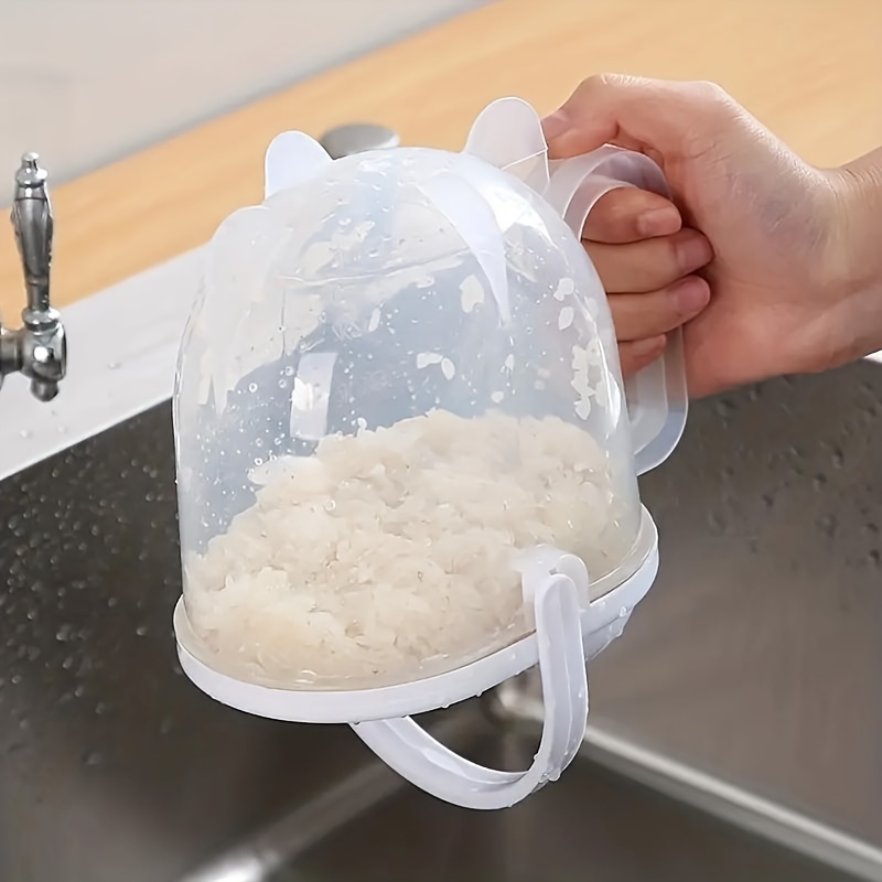 

Ergonomic Rice Washer With Strainer Lid - Pp, Manual Kitchen Tool For Rice, Beans, Fruits & Vegetables, Grain, Cleaning, Kitchen Accessories