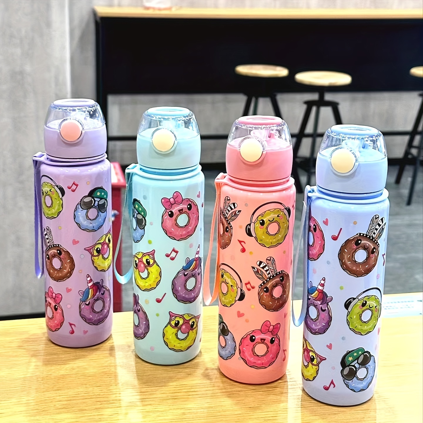 

1pc 700ml/23.67oz Cute Donut Bottle, Bpa-free, Resistant, Portable Travel Cup With Anti-leak , Ideal For Outdoor Activities, Perfect Gift For Holidays