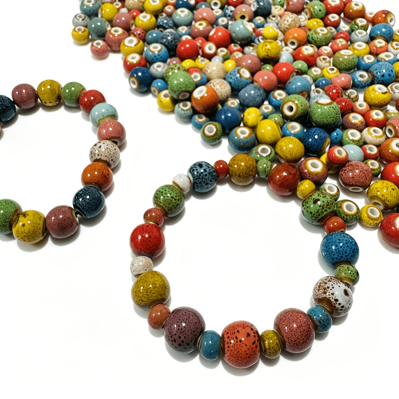 Mixed Size Colorful Glazed Round Ceramic Beads for Jewelry Making