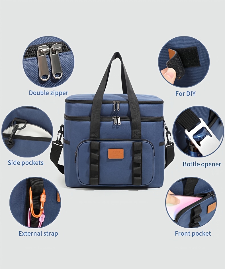 23L Outdoor Fresh-Keeping Ice Pack, Double-Layer Large Capacity Camping Picnic Bag, Portable Travel Insulation Bag, Oxford Fabric, High Quality, Mixed Colors, Perfect for Easter, Women’s Day, Valentine’s Day, Mother’s Day, Independence Day